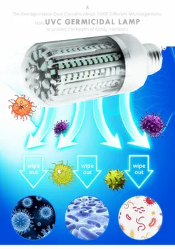 60W Bakteriedræbende UV-Lampen E27 Led UVC-Pæren 130Leds Desinfektion Lampe sterilisator LED Hjem Ren Luft Dræbe Bakterier, Mider