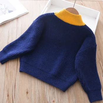Efteråret Og Vinteren Piger' Sweater Børns koreanske Rullekrave Baby Pige Tøj Kærlighed Kontrast Pullovere Strik Trøjer MX747