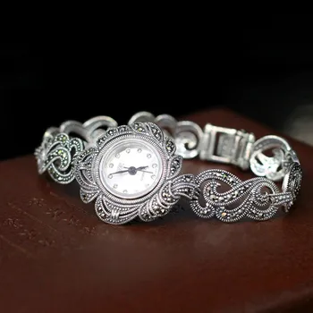 S925 rent sølv raffineret Thailandske kvinders æstetiske temperament type armbånd ur
