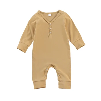 Lioraitiin 0-12M Spædbarn Baby Dreng Pige Bomuld Solid Efteråret Varm Romper Mode Buksedragt 6Colors Outfit