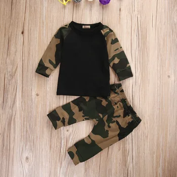 Nyfødte Baby Drenge Søde Sæt Tøj Camouflage Kids T-shirt Top Lange Bukser, Army Grøn Baby Drenge Tøj Tøj