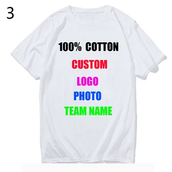 Bomuld Skræddersyede Print T-Shirt til Kvinder/mænd DIY Dit Gerne Foto eller Logo Hvid Tee Shirts T-Shirt Mode Mænds Custom Tshirt