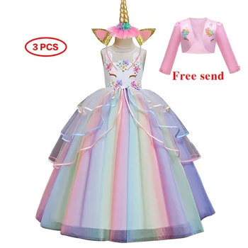 Detail nye fantasy unicorn Girl dress teenagere Party Kjoler uden ærmer Mesh Børn, Prinsesse Elegante Kids Kjole Baby Tøj