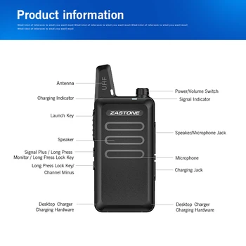 Zastone X6 Mini-Walkie Talkie Håndholdte Walkie Talkie UHF 400-470MHZ 16CH Communicator Transceiver Bærbare Radio til Jagt