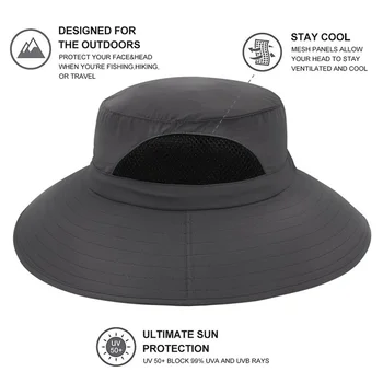 Fisherman ' Cap Wide Brim Parasol Anti UV-Vandtæt Folding Portable Udendørs Hat Head Wear Med Justerbar