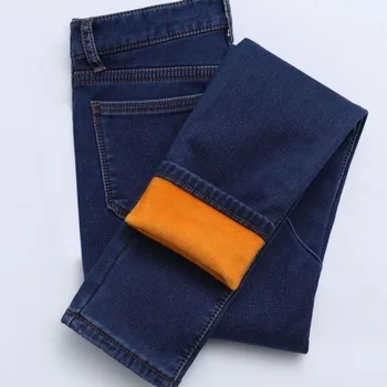 Kvinder jeans 25-32 Tynde tilføje plys tyk Blyant kvinder Jeans 2020 Fleece Tykkere Sort vinter Jeans Plus Size velvet lady bukser