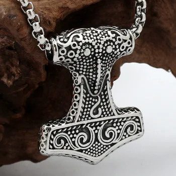 1stk raven thor ' s hammer mjølner halskæde viking skandinaviske nordisk viking halskæde med rustfrit stål kæde