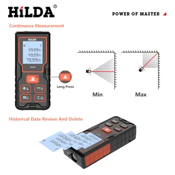 HILDA Laser Afstandsmåler afstandsmåler, 40 M 60 M 80 M 100 M Laser Afstandsmåler Tape Range Finder Bygning Måle Enhed Lineal