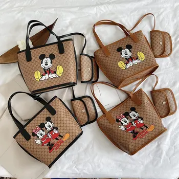 Hot Disney Mickey Mouse Mode Trend håndtasker Kvinde Casual Shopping taske mickey, Minnie Bærbare Tegnefilm pu taske damer kæde tasker