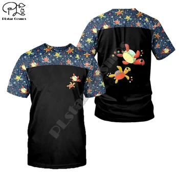 PLstar Kosmos 3DPrint Polynesiske havskildpadde Tatoveringer Hibiscus Harajuku Streetwear Native Unisex Sjove t-shirts, Korte ærmer -a2