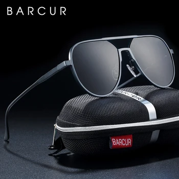 BARCUR Oversize Aluminium Solbriller Mænd Polariseret Trend Styles Sol briller Mandlige Anti-Reflekterende oculos Med Max Gave