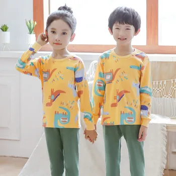 Baby Børn Pyjamas Sæt Bomuld Drenge Nattøj, der Passer Efteråret Piger Pyjamas med Lange Ærmer Pijamas Tops+Bukser 2stk Børn Tøj