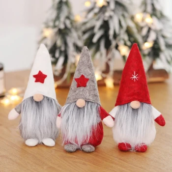 Jul Dukker Dekoration 2019 Ornamenter Glædelig Jul Gaver Santa Claus Snemand Ansigtsløse Lange Skæg Hat Toy Home Kontor Indretning