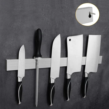 Kniven Stå Magnetisk Knivholder Punch Rustfrit Stål Storage Rack Hjem til Knive Køkken Tilbehør Organizer