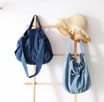 Stor Kapacitet Denim Håndtaske for Kvinder Stof Daske Bred Rem Store Crossbody Taske Mode Afslappet Japansk Stil Shopper indkøbstaske