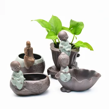 Kreative Flower Vase Porcelæn Figur Keramik Vase Bordplade Dekoration Hjem Deco-Tan Buddha Figur Indretning