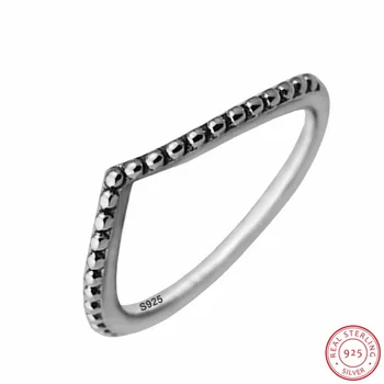 Herlige 925 Sterling Sølv Beaded Vil Ringe til Kvinder Smykker Inspireret Af Klassiske Chevron Form Stak en Anden Ring FLR137