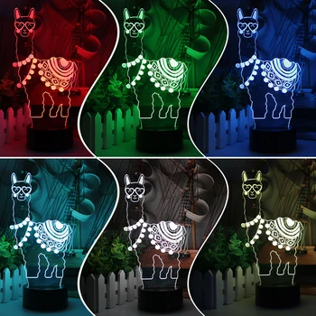 3D LED Nat Lys Alpaca Legetøj Gaver lama Illusion Lampe batteridrevne Jul Nightlight Luminaria FØRTE til boligindretning