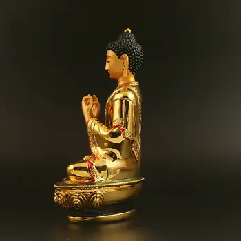 Kinesisk Buddhisme Harpiks Forgylde Sit Lotus Vairocana Shakyamuni Buddha Statue