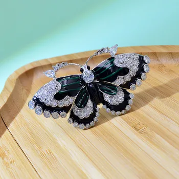 CINDY XIANG Cubic Zirconia Butterfly Brocher Til Kvinder, Grønne Farve Lysende Insekt Pin Brochen CZ Rhinestone Kobber Smykker