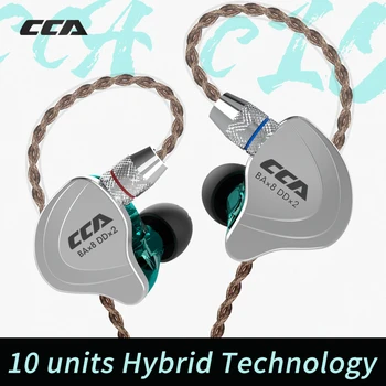 CCA C10 4BA+1DD Hybrid I Øret Hovedtelefon HIFI DJ Monitor Kører Sport Hovedtelefoner Headset Ørepropper Med Detacable Opgraderede Kabel