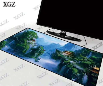 XGZ Fantasi Skov Landskab i Stor Størrelse Gaming Mouse Pad PC Gamer Musemåtte, Bruser Mat Låsning Kant til CS GO LOL, Dota XXL