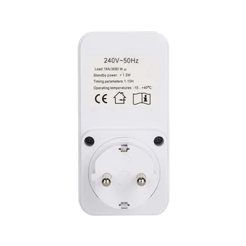 Mini LED 230V 16A 1h-10h Nedtællingsuret ved at Skifte Stikkontakt Plug-in-Time Kontrol til Køkken Elektrisk Apparat EU Stik