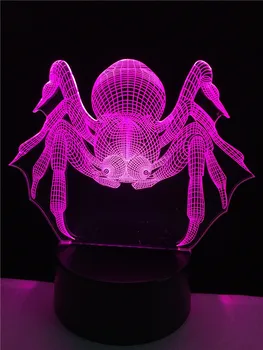 Spider 3D-Illusion Nat Lys USB-RGB-Farver Ændre Touch Bord, Skrivebord Soveværelse LED-Lampe til Piger Elsker Gave & boligindretning