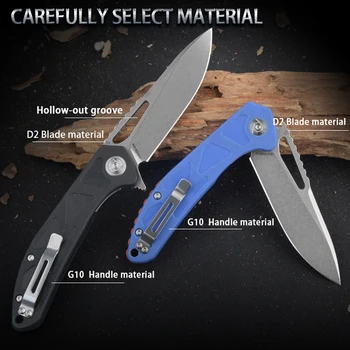 CH 3509 Let Geometriske Lomme Kniv Med G10 Håndtag i Rustfrit Stål D2 Blade Høj hårdhed udendørs folde kniv Camping