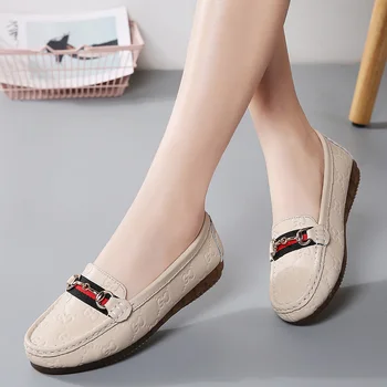 Mode Lejligheder Kvinde Sko i Ægte Læder Flats Kvinder Kile Loafers til Kvinder Loafers Damer Sko Størrelse Chaussures Femme