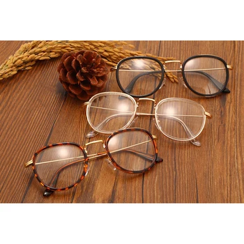 Vintage Klar Linse Briller Ramme Retro Runde Mænd Kvinder Brillerne Nørd Briller Briller Sort/Leopard/Pink/Te/Gennemsigtig A1