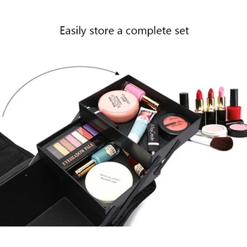 Stor Kapacitet Cosmetic Bag Professinal Kvinder Rejser Multilayer Makeup Sag Lynlås Organizer Portable Opbevaringspose Værktøjskasse