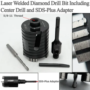 SHDIATOOL 2stk Dia 68mm 5/8-11 Tråd Laser Svejset Diamant Core Drill Bit Herunder Center Bore-og SDS-Plus Adapter