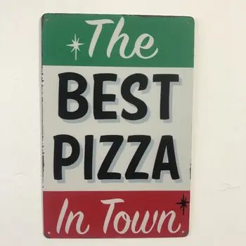 [Luckyaboy] Den Bedste Pizza i Byen Vintage Metal, Tin Tegn Hjem Bar Pub Garage, Gas Station Indretning Plader Mand Cave Wall Sticker