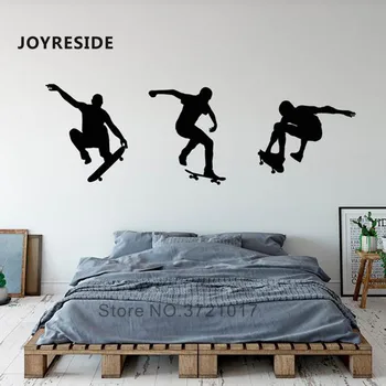 JOYRESIDE Skateboarding vægoverføringsbilleder Sport Hjem i stuen Cool Wall Decor Wall Sticker Skate Atleter Mønster Wall Decor WM260