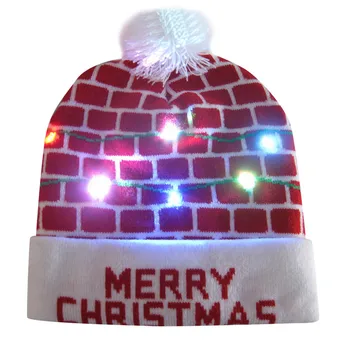 Farverige Glædelig Jul LED Lys-op, Strik шапка Beanie Hårbold Varm Cap Gave Festlige hat fiberoptiske glødende Jul hat, 40*