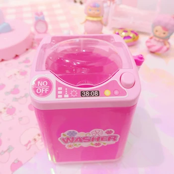 Mini makeup børste rengøring el-pink vaskemaskine legetøj med at foregive, at spille kids legetøj, som børn Møbler Legetøj