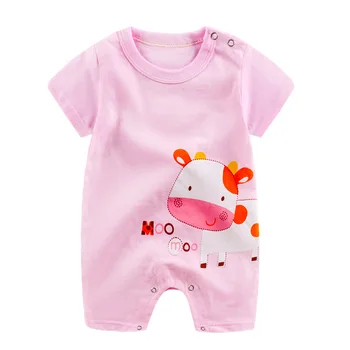 2020 Sommer baby tøj kortærmede Baby Sparkedragt Bomuld Nyfødte Krop Passer til Baby Drenge Pyjamas Dyr Lille bjørn Rompers