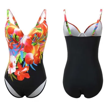 Print Floral One-piece Store Badetøj Lukkede Push Up Kvindelige Plus Size Badetøj Swimmingpool Stranden 2019 Krop Badning Suit Kvinder Sexet XXL