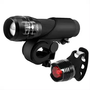 MTB LED Cykel Cykel Lys T6 8000LM LED Lommelygte Zoomable Lommelygte For Camping Lantern 18650 5000mAh Batteri Med Baglygte
