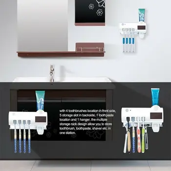 Tandbørste Sterilisator UV-Lys (Ultraviolet Antibacteria Tandbørste Automatisk Tandpasta Dispenser Squeezers Tand Børste