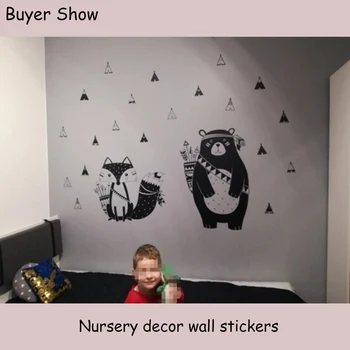 Nordisk Stil Tribal Fox Vinyl Væg Sticker Til Børn babys Værelse Dekoration drenge Værelse, soveværelse indretning dyr vægmaleri wallstickers