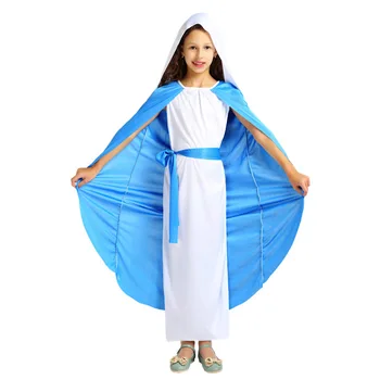 Umorden Påske Purim Halloween Kostumer Familie Matchende Jomfru Maria Cosplay Kostume Kjole til Kvinder Pige Børn