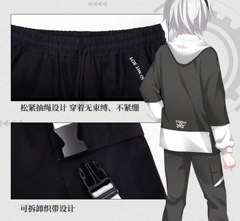 Anime NieR:Automater YoRHa No. 2 Type B Cosplay Efterår og Vinter Mænd Kvinder Hooded pullover sweatshirt Casual bukser bukser Outfit