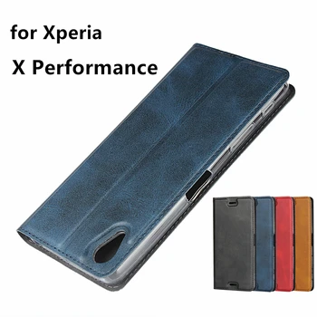 Premium Læder taske til Sony Xperia X Ydeevne F8132 Ultra-Tynde Magnetiske adsorption Flip Cover Case Business+ 1 Lanyard