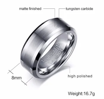 8MM Klassisk Look Wolframcarbid Mat Mænds Ring i Tone Bryllup Band Comfort fit Anel Aneis Mandlige Smykker