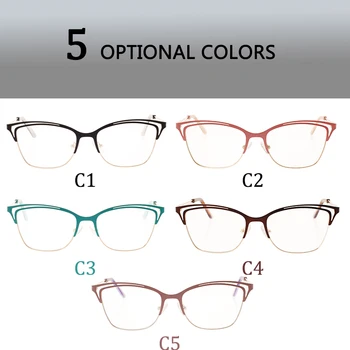 Stilfuld Flerfarvet til Kvinder Brille Stel i Rustfrit Stål Brille Ramme Formel Firkantet Brille Ramme Vintage Klassisk 0-600