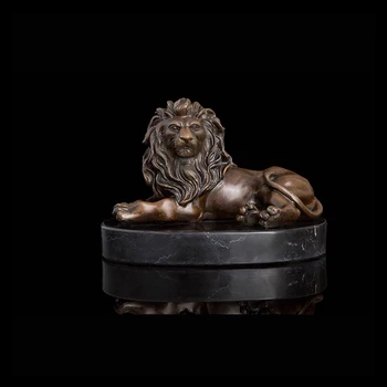ArtsHom DW-099 Bronze Skulptur Liggende Løve Statue Figur Antikke Dyreliv Metal Kunst til Hjemmet Udsmykning