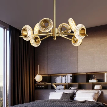 Lys luksus postmoderne stue lysekrone atmosfæriske kobber restaurant model værelses lampe