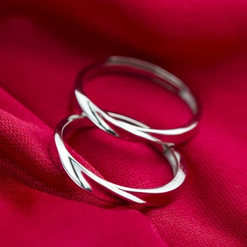 1 Par Sterling Sølv Ringe Til Mænd, Kvinder Elegant Bølge Par Løfte Engagement Ring Bague Bryllup Bands Brude Smykker